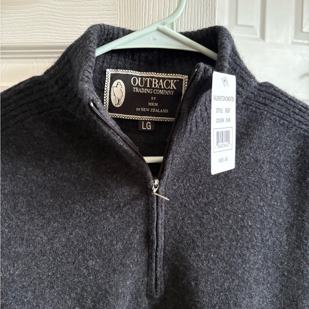 Outback Trading Company Men's Charcoal Zip-Up Sweater